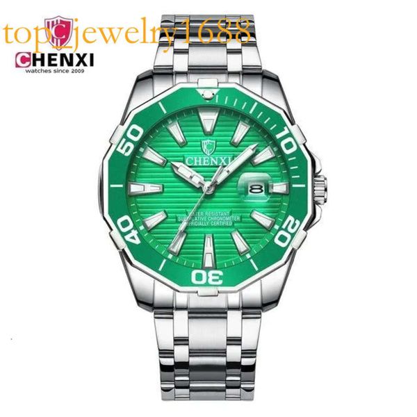 CHENXI BUMINE MEN SIER SIERNE SOLECIMENTE BLACK CASual Watch for Big Dial impermeável de alta qualidade Vestido de moda Vestiários GiftVVs