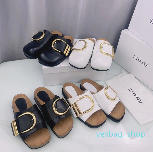 Khaite Downingbuckled Muli Muli Slifori Luxe Slip-On Hups Shoe Beach Scarpe arrotondate Appartamento casual per le donne Designi di lusso Feedwea Factory