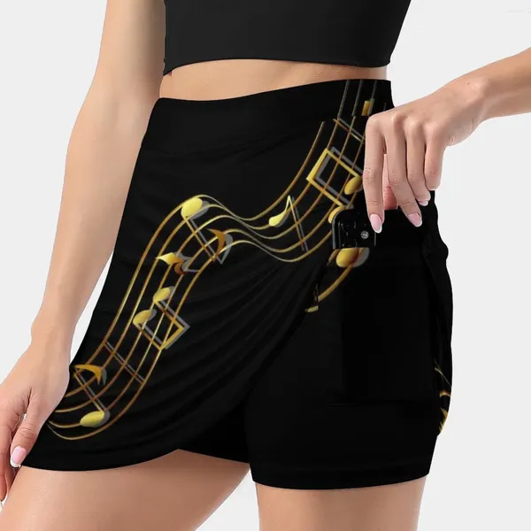Юбки Золотая музыка ноты (Менделл) Корейская модная юбка лето для женщин легкая проверка брюки Золотой лист