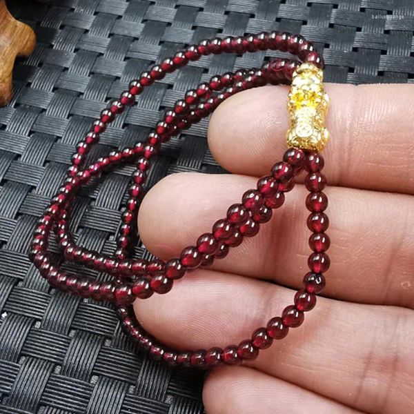 Bracciale di sangue rosso multi-circolo da 3 mm di tallone di filatto