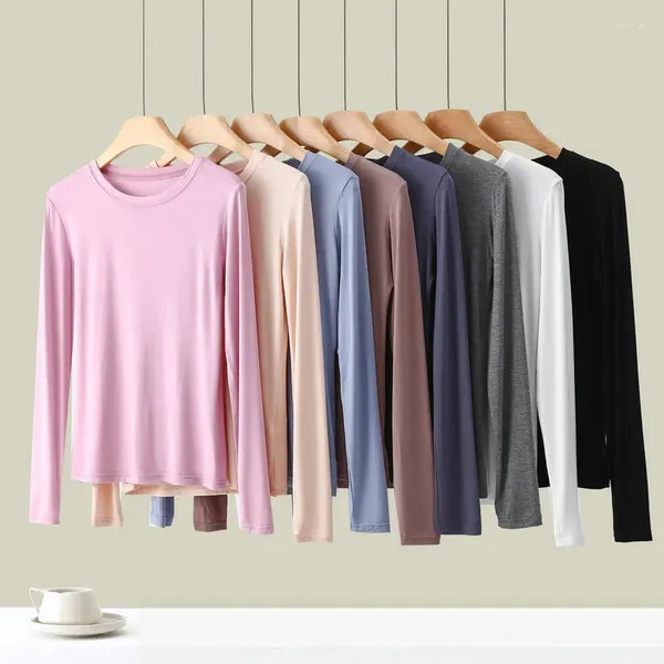 Frauen T-Shirts Sommer Einfache Basis-T-Shirt Langhülle lose modale T-Shirts Feste Farbe O-Neck Bottoming Tee Tops alle Match