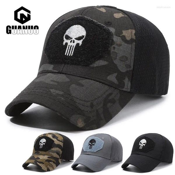 Berets 2024 Sommer Cap Camouflage lässig Outdoor -Schädel Taktischer Baseball Militärfan atmungsaktiven Schatten mit Sonnenschutz