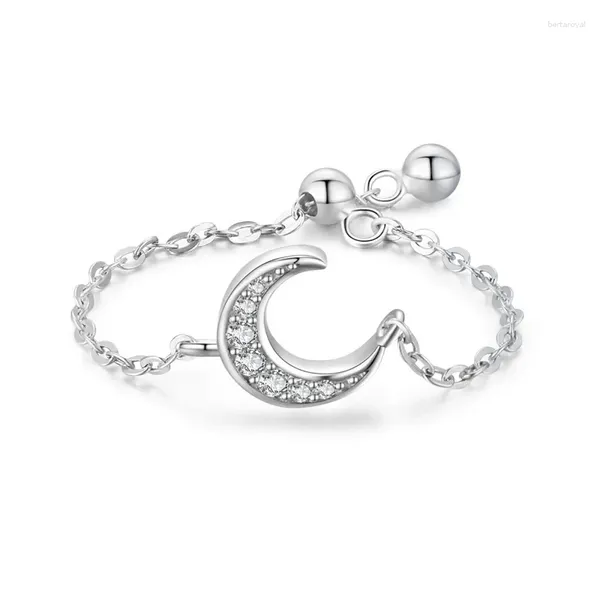 Cluster Ringe vielseitig S925 Sterling Silver Moon Sparkling Diamond Ring für weibliche Schauspielerin elegantes helles Luxus offener Kette modisch