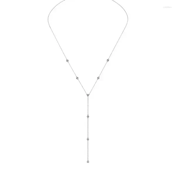 Anhänger S925 Silber Halskette Elegant und modisch Neckchain 20 Punkt rund Diamantschmuck