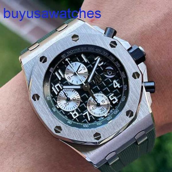 AP Pilot Wrist Assista Royal Oak Offshore Series Watch Watch 42mm Diâmetro Automática Moda Mecânica Lazer Homem Relógio 26238ti.oo.a056ca.01 Exército Verde