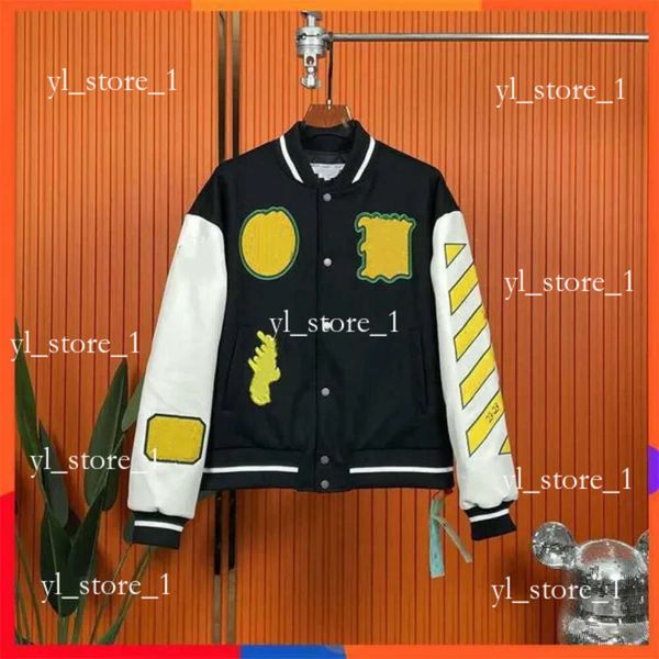 Off WhiteJacket Luxury Jacket Offs Herbst- und Winter -Sonoff -Mantel Männliche und weibliche Liebhaber schwerer Industrie Sticked Woll Spleiß Lederhülse Bomber Off White 8198