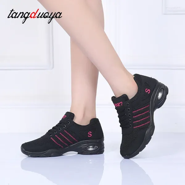 Sapatos de dança Sneakers Sneakers Square Dancing Solids Soff Breath Jazz Hip Hop Ladies