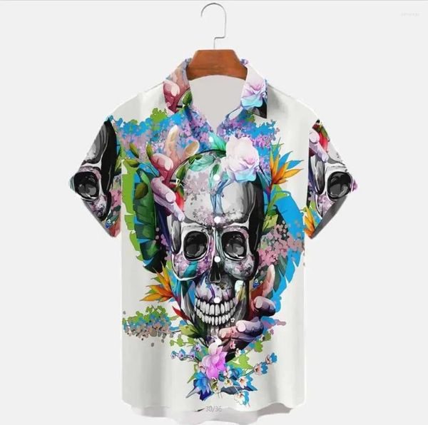 Herren -Casual -Shirts 2024 Hawaiian Shirt 3D High Definition Digital Print Skull Serie Lapel