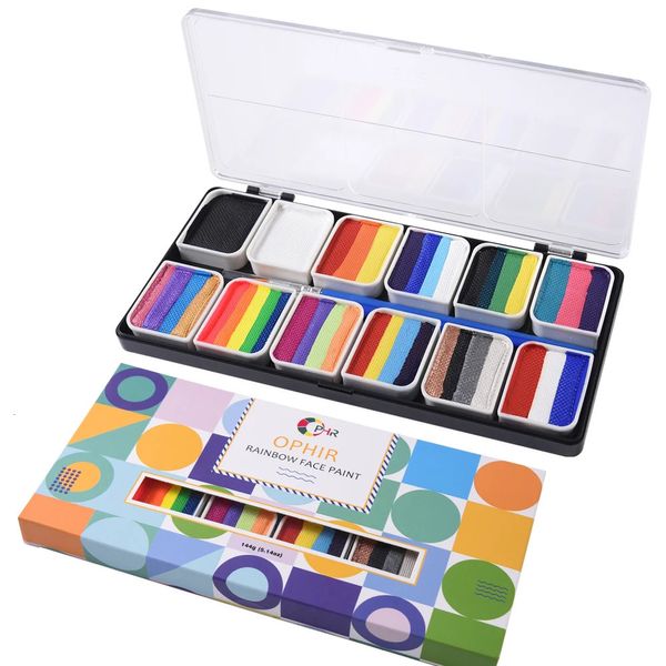 Ophir Regenbogengesichtsfarbe mehrfarbige Serie Temporärer Körperfarbe Kunst 144G/5.14oz Kinder Make -up Malerei Pigment RT012 240409