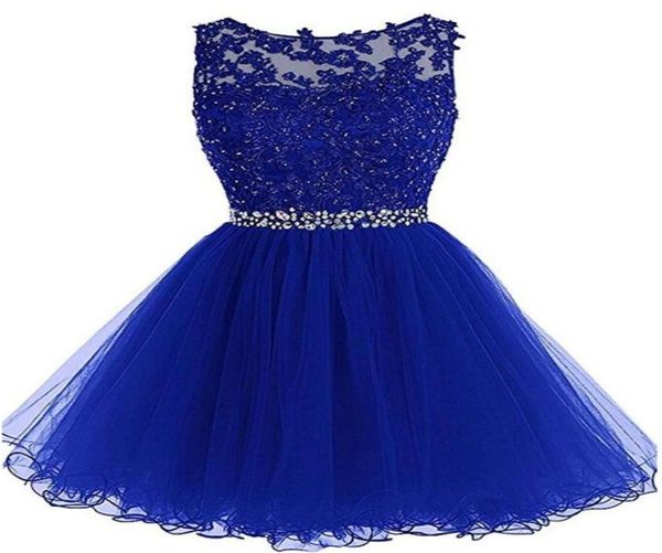 2018 Novos vestidos de regresso a casa de tule barato para juniores Mulheres de tamanho Apliques de formatura Party Festa de formatura BQ523148402