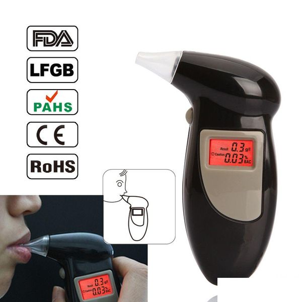 Teste de alcoolismo Novo Carro Polícia Testador de álcool de mão Digital Breathalyzer Analisador LCD Detector Backligh Drop Deliver