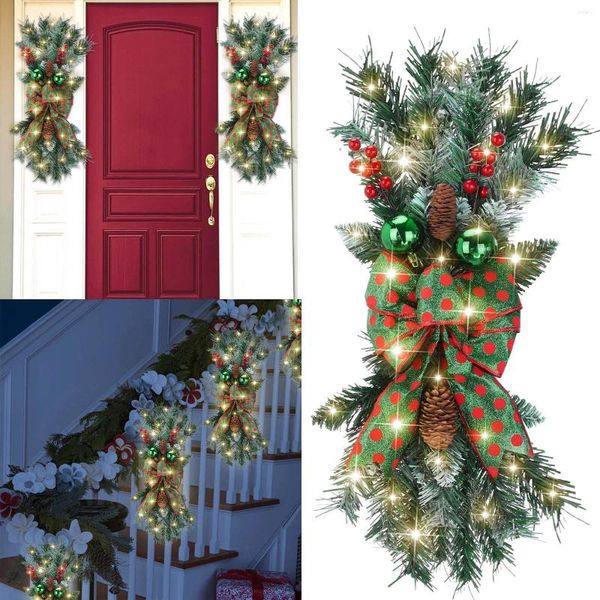 Flores decorativas Frega de arame Flama A moldura sem fio Prela Stairway Greats Christmas para a janela da parede de férias da porta da frente outono