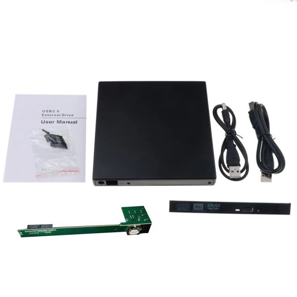 Gehege tragbar 12,7 mm Sata Optical Drive Core USB 2.0 SATA externe Laufwerk DVD -CD DVDROM IDE CASE Antriebsbox für Laptop -Notizbuch