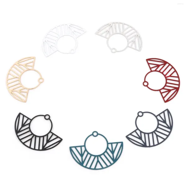 Charms 20pcs Mode Iron Legierung Anhänger mehrfarbige fächerförmige lackierte hohle DIY-Halskette Ohrringe Juwelier 3,1 cm x 2,3 cm