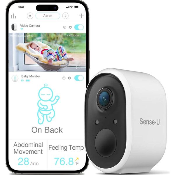 Sense-U Baby Monitor с 2 1080p-камерами, ночным видением, двусторонними вызовами, обнаружением движения, удаленным доступом, приложением для смартфона-мониторинг видеоурита с высоким разрешением