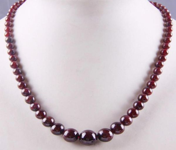 Natural Granat Abschluss runde Perlen Halskette 17 Zoll Schmuck für Geschenk F190 Ketten2838504