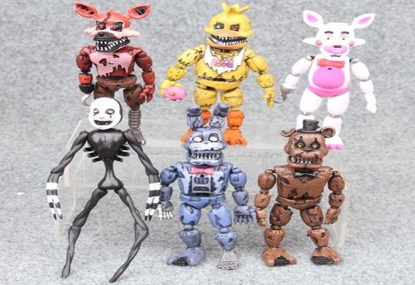 14517 см Пять ночей на фигуре Freddy039S PVC FNAF Bonnie Foxy Freddy Fazbear Bear Dolls Game Toys 6pcslot Аниме модель3851414