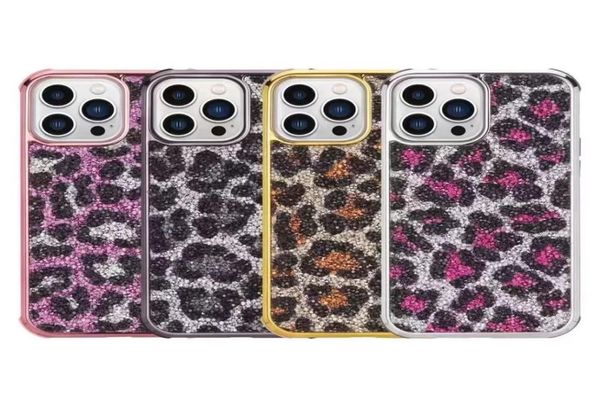 Leopard Flash Drill Phone Case per iPhone 13 12 11 Pro Promax Xs XS Max Case Cover5630180