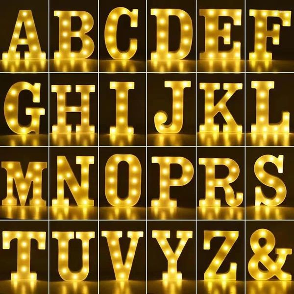 Dekoratif Figürinler Düğün Mektupları Alfabe LED Gece Işıkları Aydınlık Numaralı Leter Lamba Ev Bebek Doğum Günü Partisi Yatak Odası Dekorasyonu
