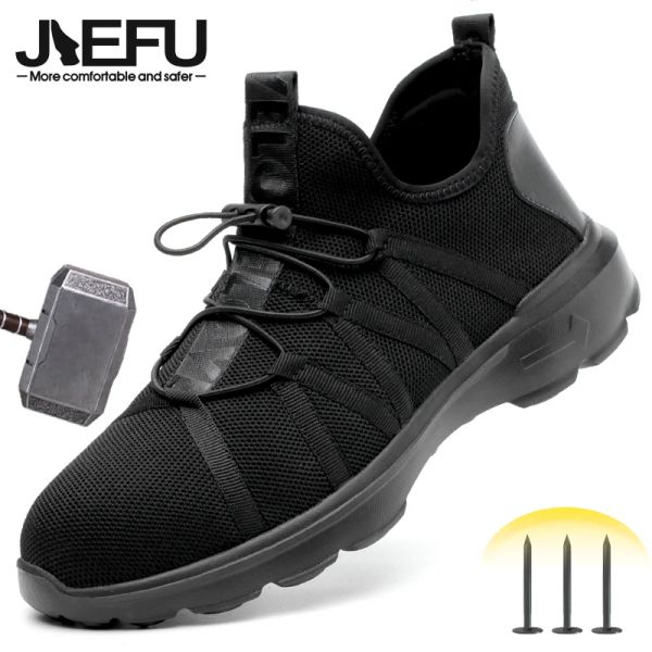 Stivali Jiefu Steel Toe Safety Scarpe per uomini Donne Leggrezza Leggero Allenatori di lavoro comodi Sneaker indistruttibili non slip