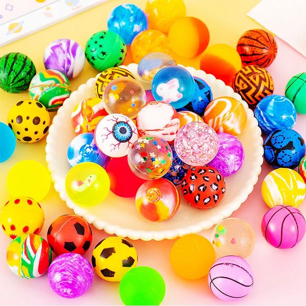 30 PCs 32mm weiche Kunststoff Bunte Bouncy Ball Outdoor Spielzeug Kinder Geburtstag Babyparty Party Bevorzugung Souvenir Pinata Weihnachtsgeschenke 240407