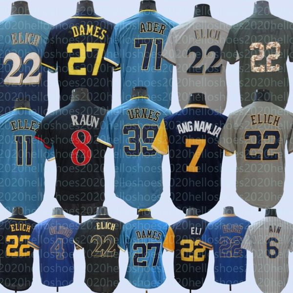 Пользовательский S-4XL Jackson Chorio Christian Yelich Sal Frelick Jersey Willy Adames Luis Uris Congras Rowdy Corbin Burnes Yount Mitchell Perkins Brice Turang