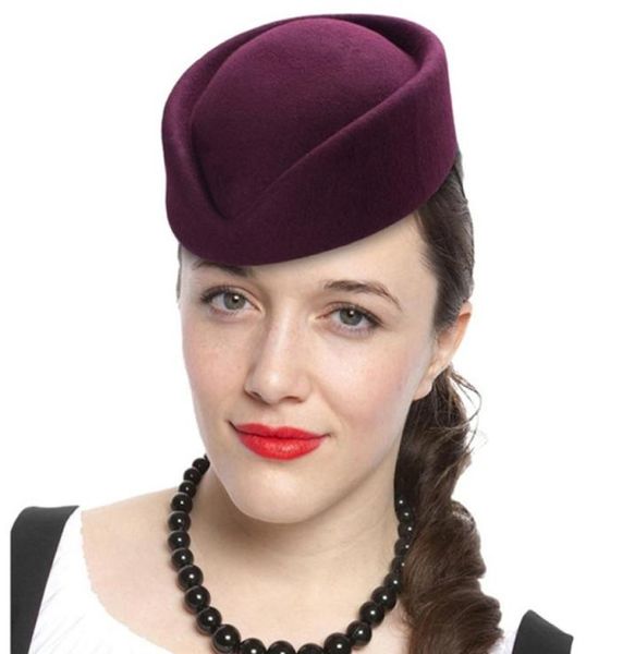 Top Women Women Wool Felt Boina chapéu de lágrima Hostes de aeromoça sofisticada Millinery Millinery Fascinator Base Cap 2103114787973