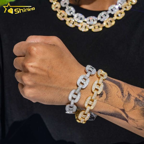 Pronto para o envio de pulseiras geladas de alta qualidade Brass Brass cz de diamante Chain Link Cuban