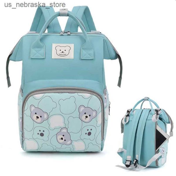 Bolsas de fraldas de palhas de pijama de fraldas mamãe de grande capacidade de grande capacidade para animais de urso Bolsa de bebê Multifuncional Bolsa de fraldas q240418