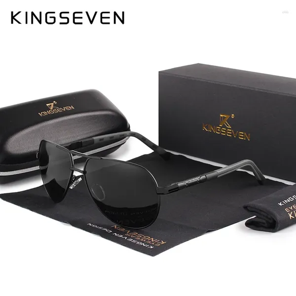 Óculos de sol Kingseven Vintage Alumínio polarizado com óculos de cobertura de copos de revestimento para lentes que dirigem os óculos para homens/mulheres