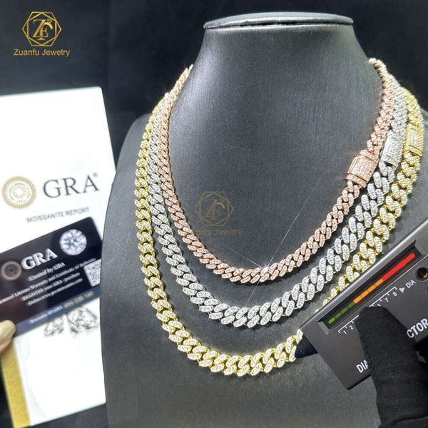 Necklace di lusso Cramella grande personalizzata da 15 mm Cuban Link Gold Gold 30mm Larghezza Gioielli in argento Set 925 Collana in argento sterling Hiphop