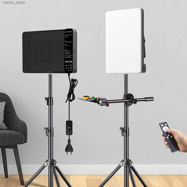 Continuous Lighting LED Photo Studio 3000K-6500K Video Fill Light Panel Fotobeleuchtung mit Stativ-Langarm-EU-Stecker für Live-Streaming Y240418