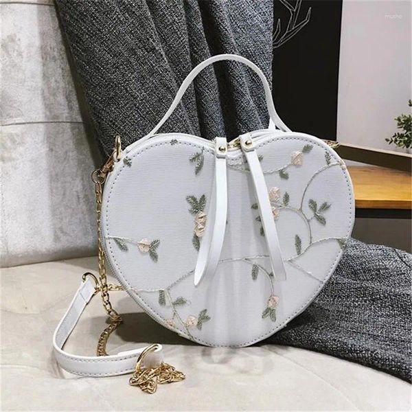 Bolsa coreana em forma de coração Flores de bolsa retro ombro ombro de couro PU crossbody Mensageiro Mensageiro Mensageiro