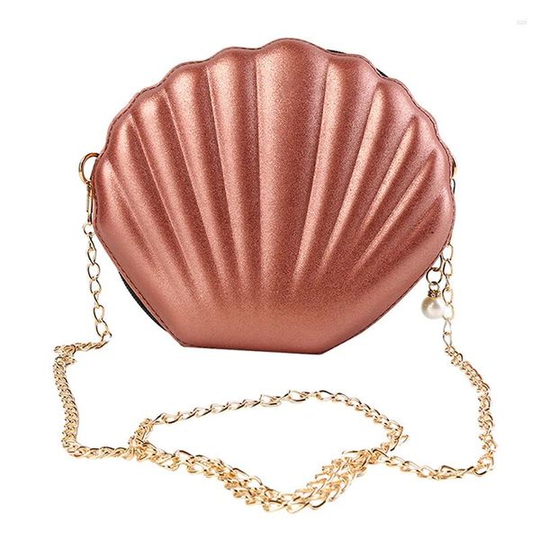 Umhängetaschen 2024 Mädchen mini lässige süße Pailletten kleine Muschelhandtaschen Telefon Geldbeutel Kette Crossbody für Frauen