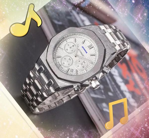 Moda popular masculino completo relógios funcionais StopWatch Data automática Relógio casual Relógio Japão Japão Quartz Diamonds Ring Presidente Chain Bracelet Watch Gifts