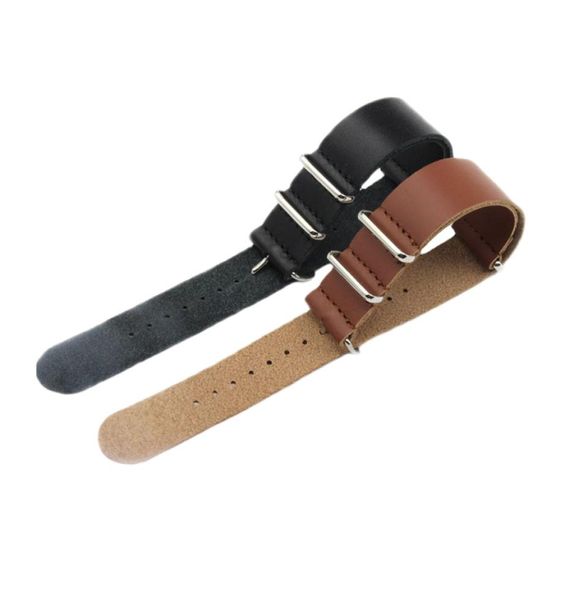 Echtes Leder -Nato -Gurt -Uhren -Band Armband für die meisten Uhren mit Stahlringen 20mm 22 mm 24 mm 2pclot4239159