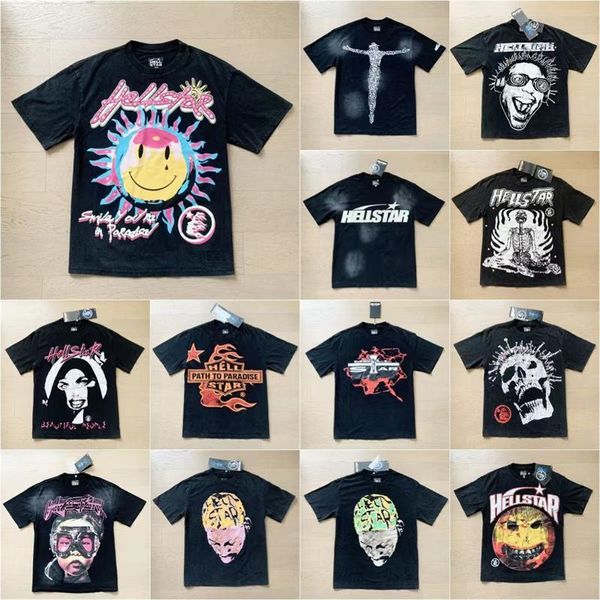 Herren T-Shirt New H Wäsche Stoff Hell Star Trendy Street Modemarke Vielseitige Männer und Frauen lose und schlanker runder Nacken kurzer Ärmel