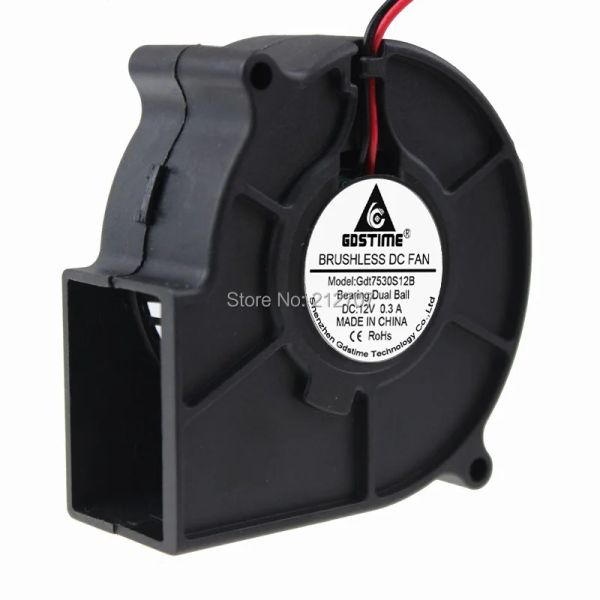 Resfriamento de 1 peça gdstime 75mm 12v de resfriamento radial turbo 7530 75x75x30mm rolamento de esferas ventilador de soprador