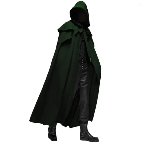 Herren Trench Coats Karneval mittelalterliche Männer Kapuze Capes Jacken Gothic Style Halloween Party Langer Umhang Ritter Vampire Cosplay Kostüm