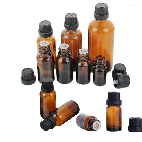 Bottiglie di stoccaggio 6pcs vuoti 5 ml-30 ml Oli essenziali in vetro ambra ricaricabili per profumo con autoconsista e tappi per riduttori di orifizio