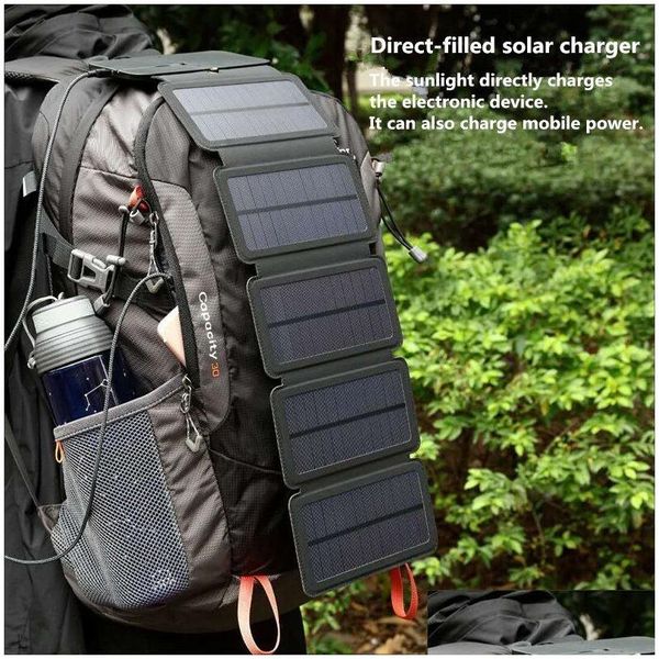 Наружные гаджеты Mtifunctional Portable Solar Carging Панель складываемой 5 В 21a USB -устройства для устройства Cam