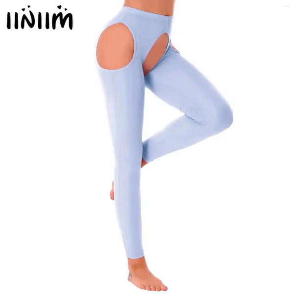 Mutandine femminili Lingerie Lingerie Grow Out Out Leggings elastico senza cavallo guscio elastico lucido pantaloni magri con cavallo aperto biancheria intima