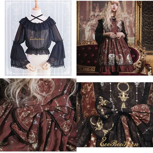 Jsk all'ingrosso-lolita anime lolita abito ragazze halloween festa costume costume gotico rosso adulto rosso/nero splendide donne