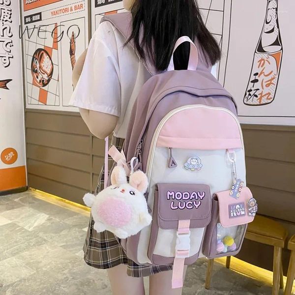 Backpack Canvas Girl Zipper School School Study