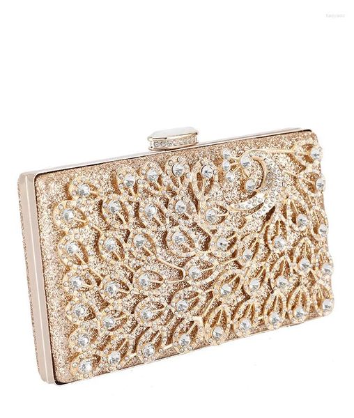 Abendtaschen 2024 Frauen Diamant Clutch Luxus Pfauen Bankett Geldbeutel Hohlauslöschten Brieftaschen Drop Mn1529