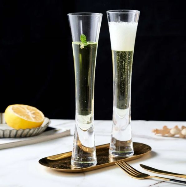 Moya Düğün Şampanya Flütleri Glitter Kristal İnce Bel Lale Kabarcık Köpüklü Şarap Camı Apperitif Şeri Kupası Parti