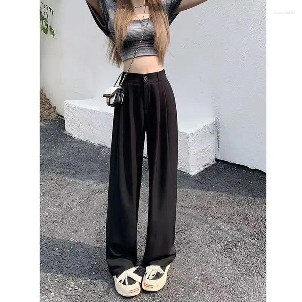 Frauenhose koreanische lässige lockere heterosexuelle Frauen Frühling Summer Elastic Taille Anzug Damen solide einfache Beinhosen