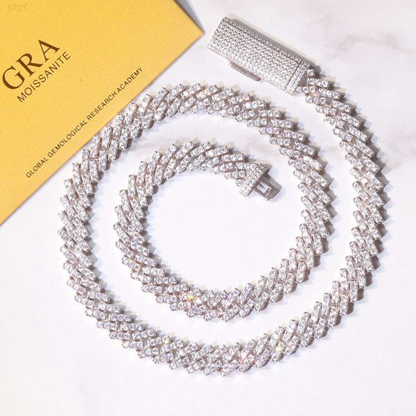 Großhandelspreis 10 mm breites Einzelreihen -VVS Moissanit Diamond 925 Silver Cuban Link Kette für Mans Hip Hop Rapper Halskette