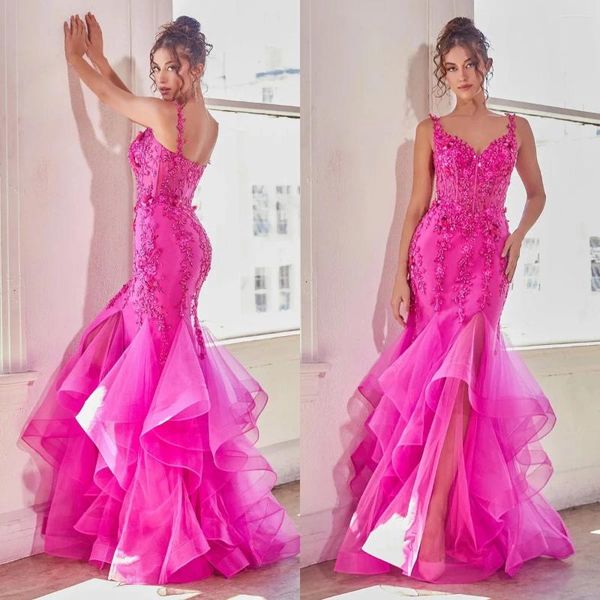 Partykleider Meerjungfrau Abschlussball Ruffen Rock Vestido de Novia Spitzen Applikationen formelle Anlässe Kleider Ladies Runway Fashion Kleid