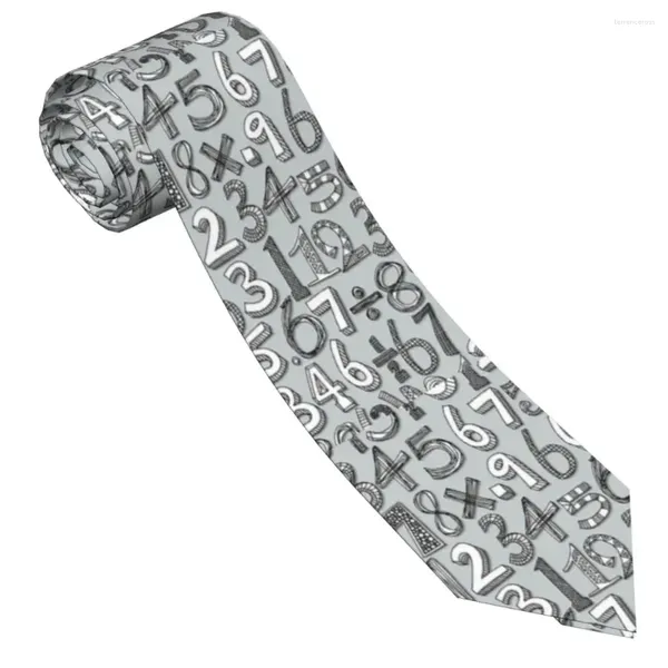 Laço amarra matemática doodle galheta de prata Mulheres poliéster 8 cm Professor de presente para preços para acessórios de terno amplo fino
